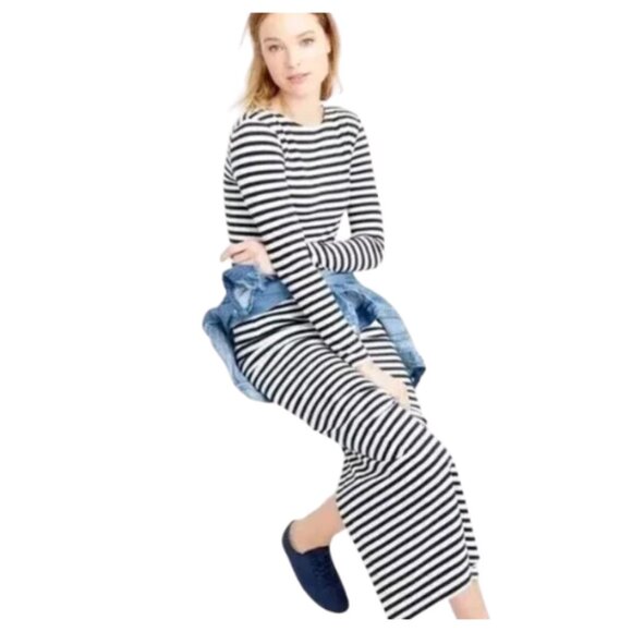 J. Crew Dresses & Skirts - J Crew Collection Long Sleeve Striped Maxi Dress 4 White Navy Nautical
